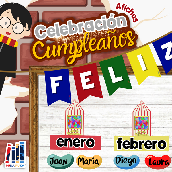 Afiches Cumpleaños Colección "Wizardly World"