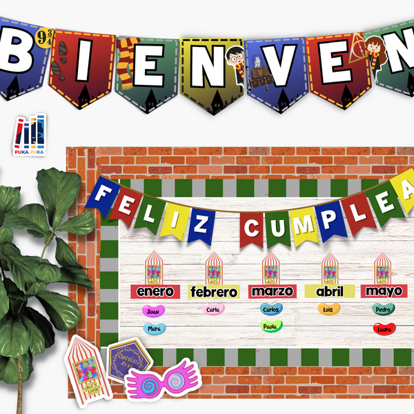 Afiches Cumpleaños Colección "Wizardly World"