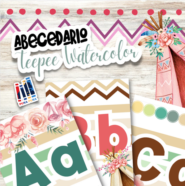 Abecedario Colección "Teepee Watercolor"