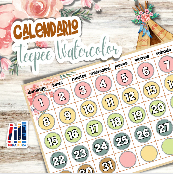 Calendario Colección "Teepee Watercolor"