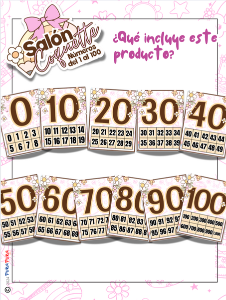 Números del 1 al 100: "Colección Salón Coquette"