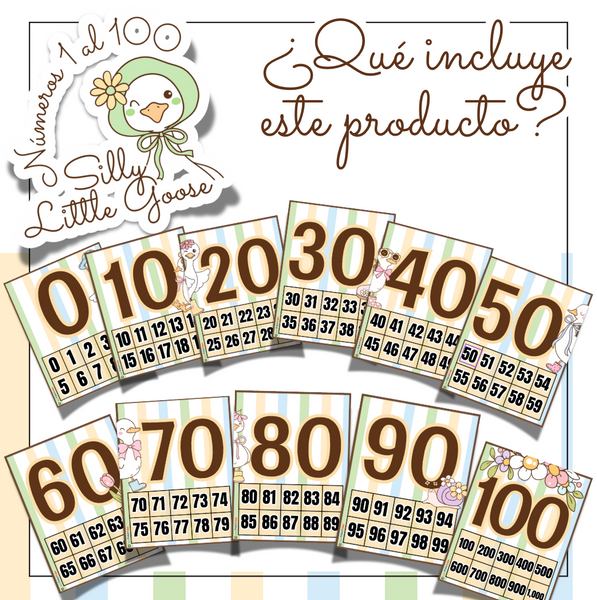 Números del 1 al 100: Colección "Silly Little Goose"